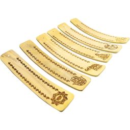 Wood Incense Holder Engraved - Asstd Buddhist Design (Set of 6)