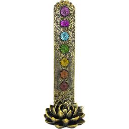 Polyresin Incense Holder - Lotus w/ 7 Chakras (Each)