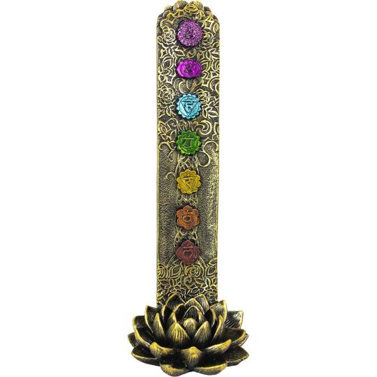 Polyresin Incense Holder - Lotus w/ 7 Chakras (Each)