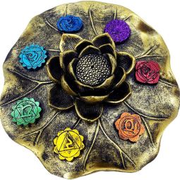 Polyresin Incense Holder - Lotus Flower w/ 7 Chakras (Each)