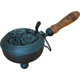 Metal Incense Burner Pan w/ Wood Handle - Tree of Life (Each)