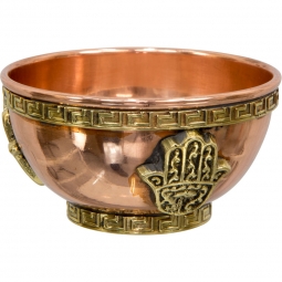Copper Bowl Incense & Charcoal Burner - Fatima Hand (Each)