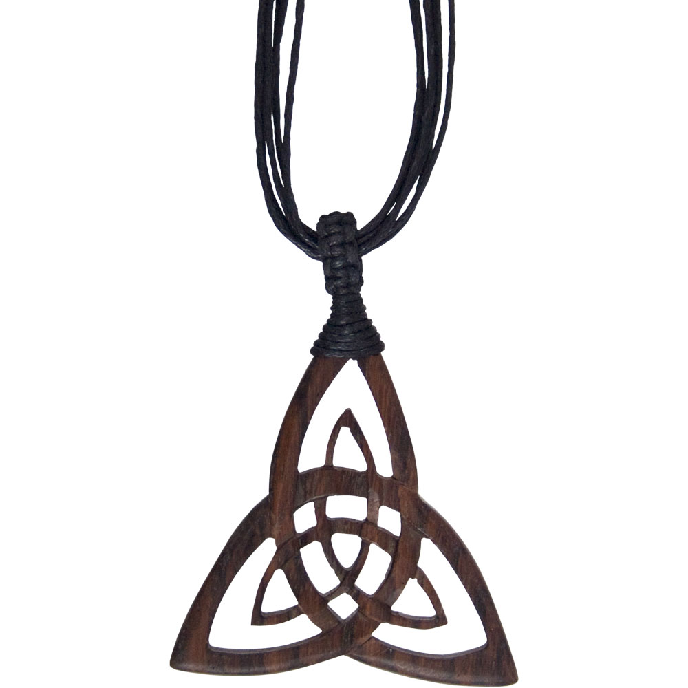 Wood PENDANT w/Black Cord - Triquetra (Each)