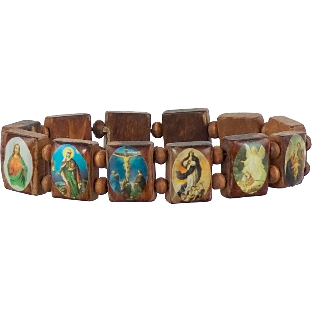 Elastic Wood BRACELET - Saints Patron (Each)