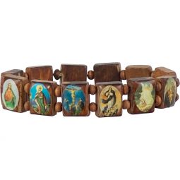 Elastic Wood Bracelet - Saints Patron (Each)