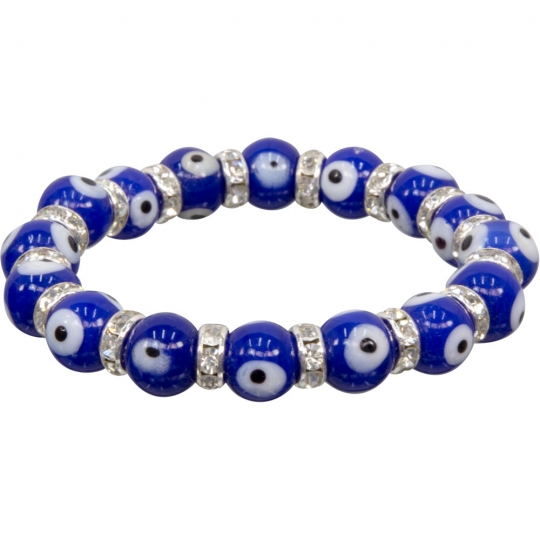 Glass Beads Elastic Bracelet  Evil Eye Protection Cobalt blue (Each)