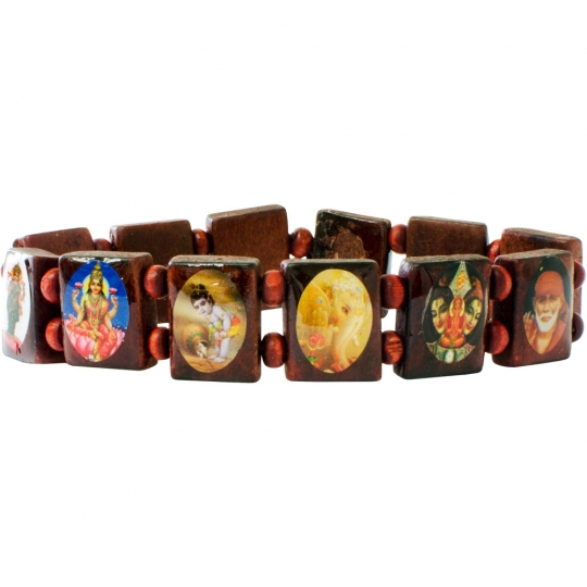 Elastic Wood Bracelet - Hindu Deities (Each)