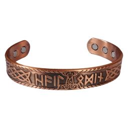 Magnetic Copper Bracelet - Thor Hammer w/ Runes - Antique Copper (Each)