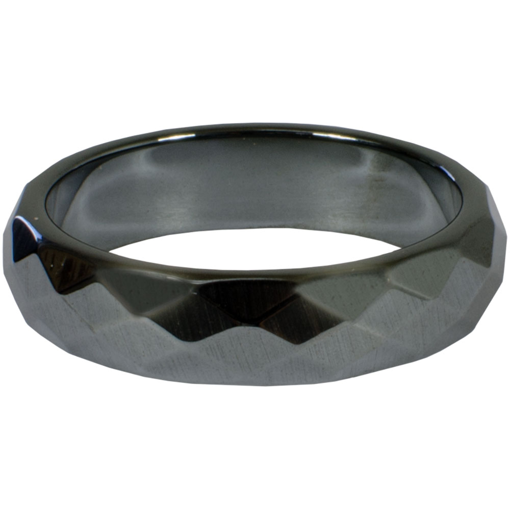 Hematite RING Faceted Band Magnetic (Pk 50)