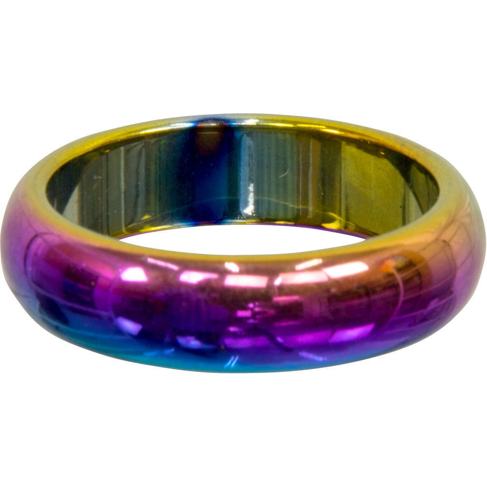 Rainbow Hematite RING Round - Magnetic (Pk 50)