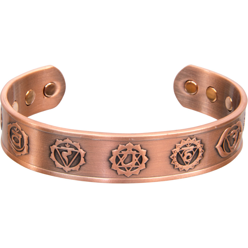 Magnetic Copper BRACELET - Seven Chakras - Antique Copper (Each)