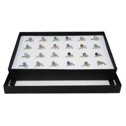 Gemstone Adjustable Kitty Cat Rings Asstd Stones 24 Piece Tray (Each)