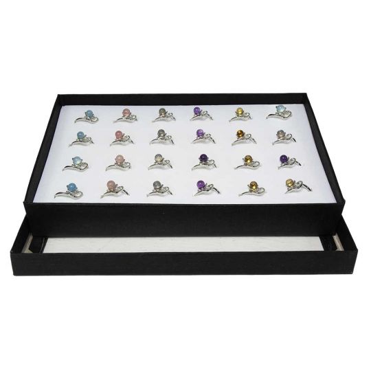 Gemstone Adjustable Kitty Cat Rings Asstd Stones 24 Piece Tray (Each)
