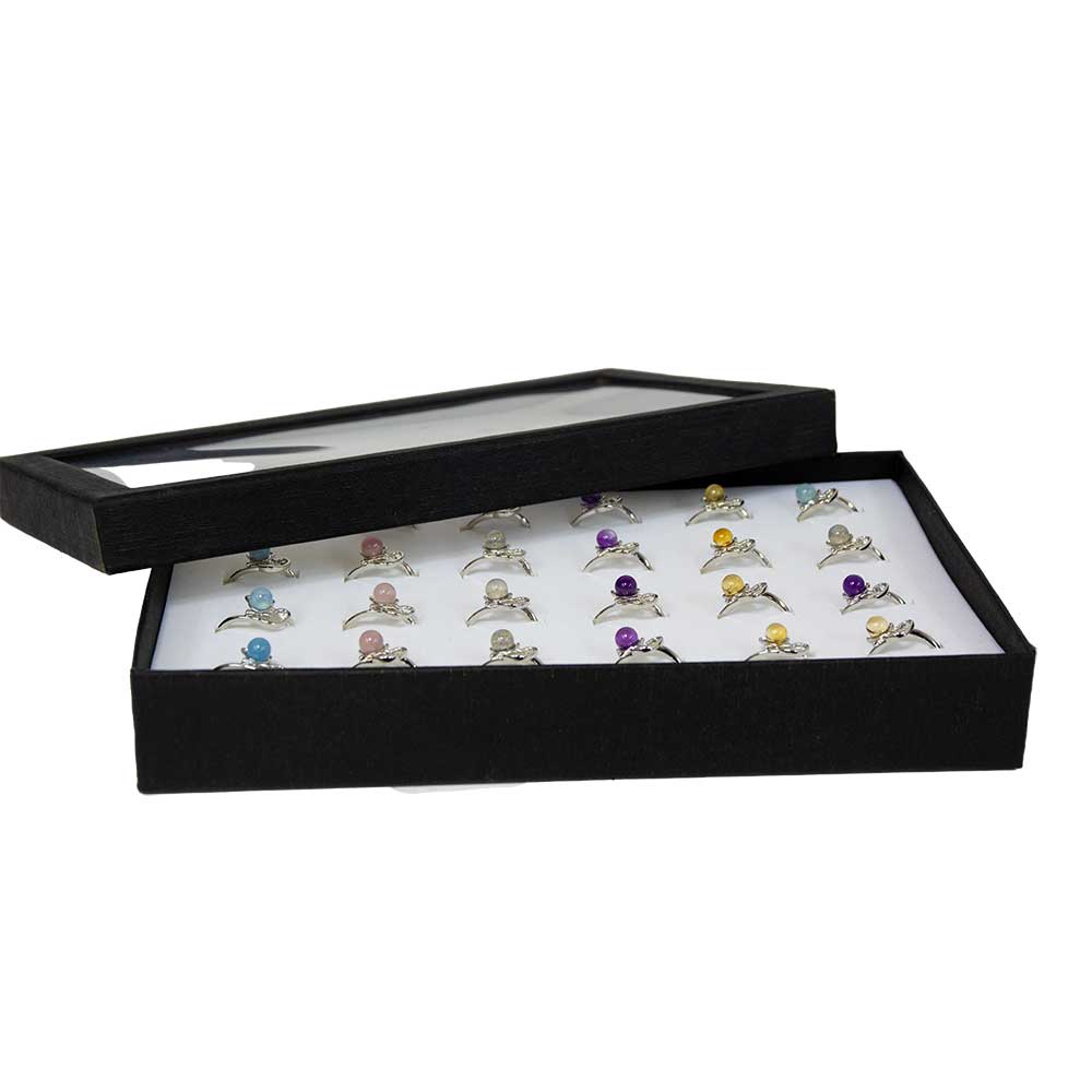 Gemstone Adjustable Kitty Cat RINGs Asst'd Stones 24 Piece Tray (Each)