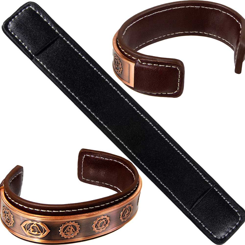 Vegan LEATHER Sleeve for Copper Cuff Bracelet - Black (Each)