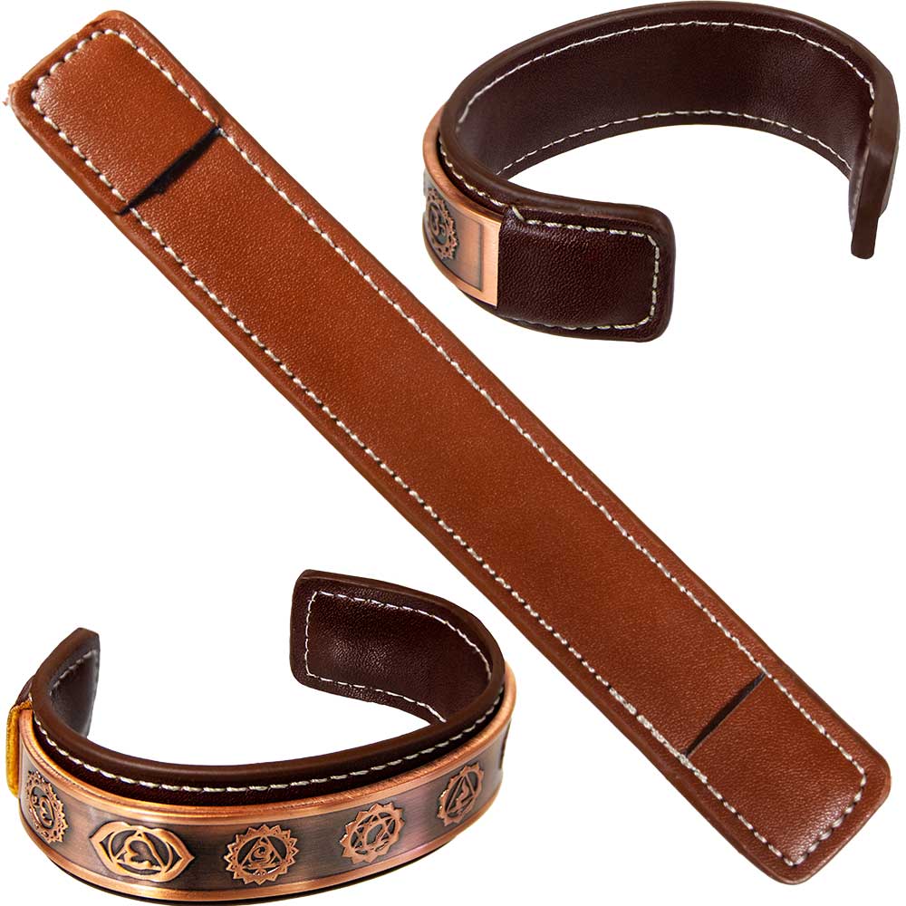 Vegan LEATHER Sleeve for Copper Cuff Bracelet - Light Brown (Each)