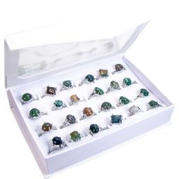 Gemstone Moss Agate Rings Asstd Shapes & Sizes 24 Piece Tray (Each)