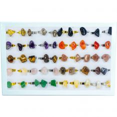 Gemstone Adjustable Tumbled Natural Stone Rings - Asst'd (Tray of 50)