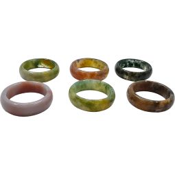 Gemstone Rounded Fancy Jasper Rings Asst'd Colors - Size 9 (Pack of 6)