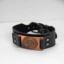 Vegan Leather Adjustable Bracelet - Celtic Knot Black (Each)