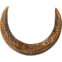 Carved Wooden Moon Hair Fork - Triple Moon (Each)
