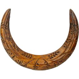 Carved Wooden Moon Hair Fork - Leaves (Each)