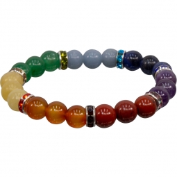 7 Chakra Elastic Bracelet w/ Roundel Spacer (each)