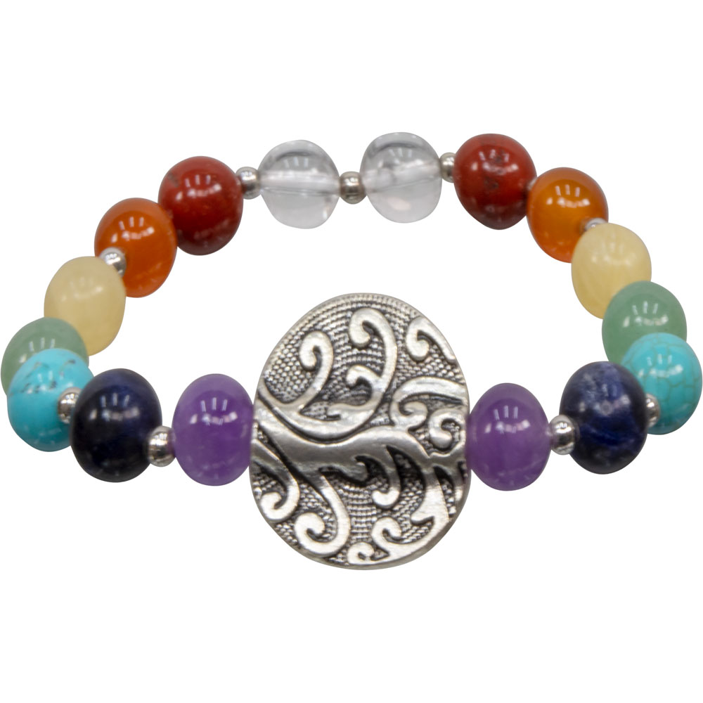 7 Chakra Elastic BRACELET w/ Tree (each)