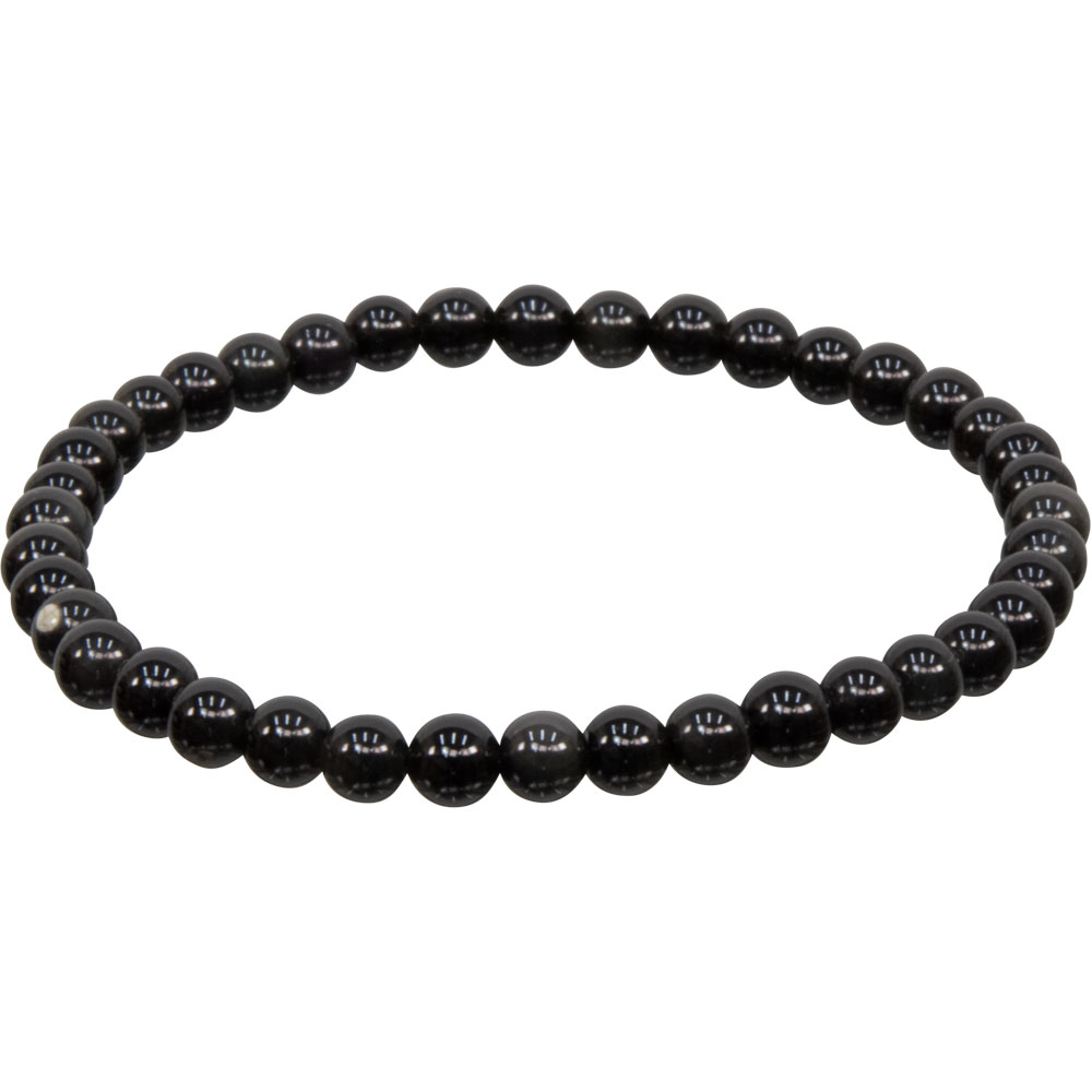 Elastic Bracelet 4mm Round BEADS - Black Obsidian (Each)