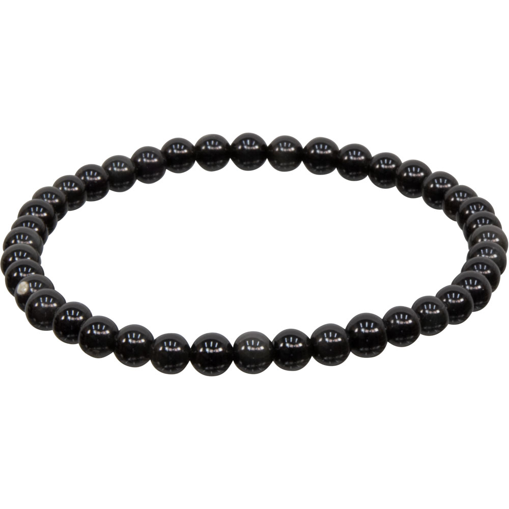 Elastic BRACELET 4mm Round Beads - Black Obsidian (Each)