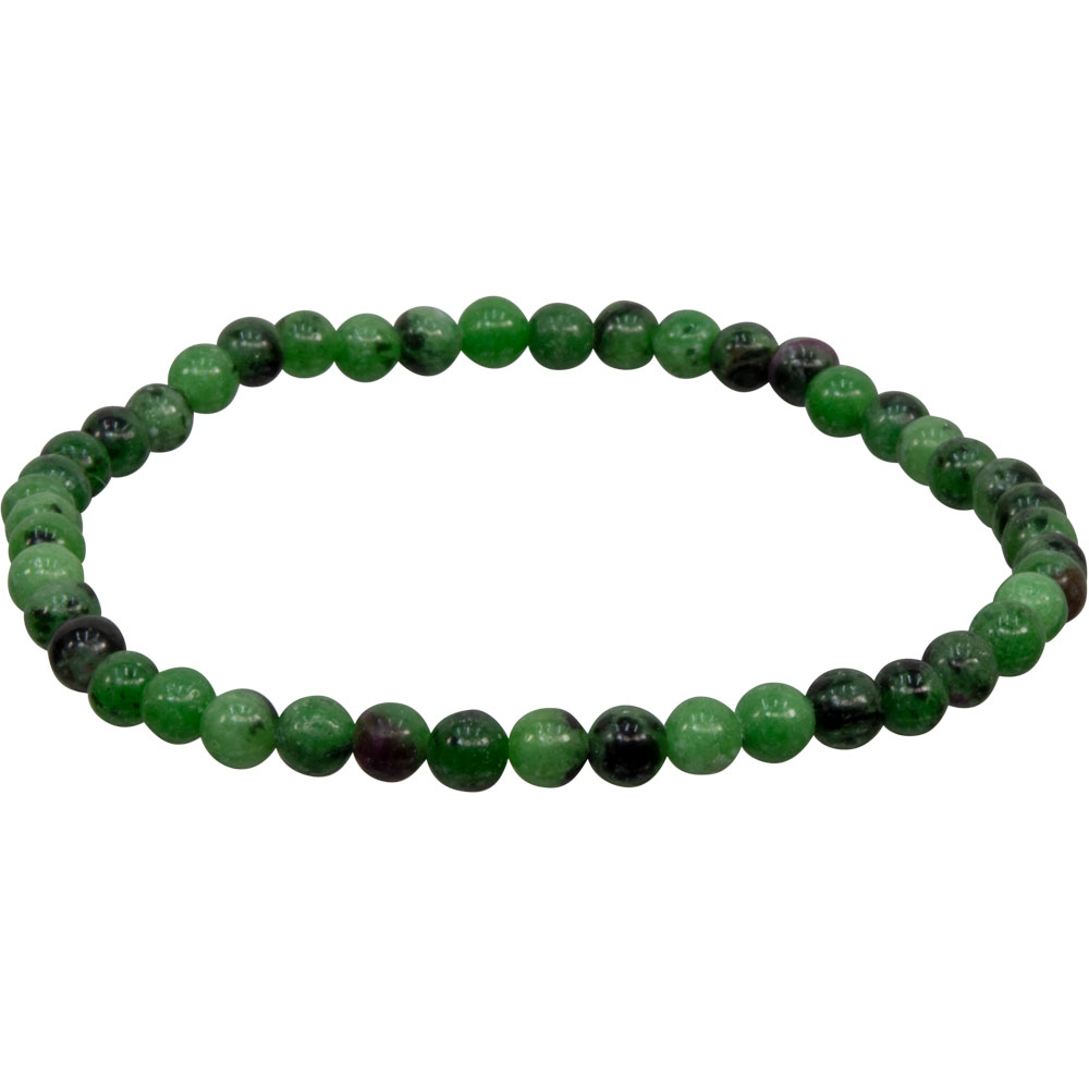 Elastic Bracelet 4mm Round BEADS - Ruby Zoisite (Each)