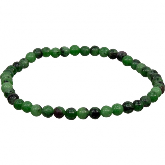 Elastic Bracelet 4mm Round Beads - Ruby Zoisite (Each)