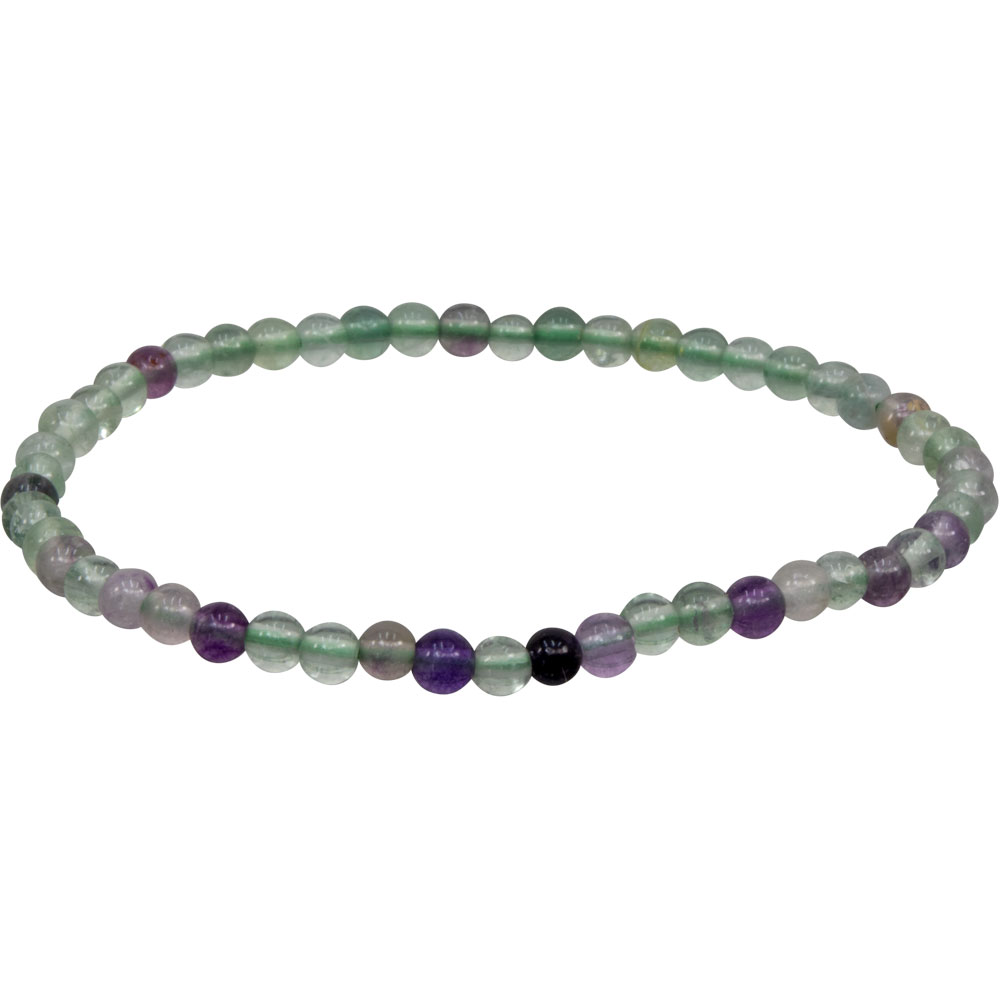 Elastic BRACELET 4mm Round Beads - Rainbow Fluorite (Each)