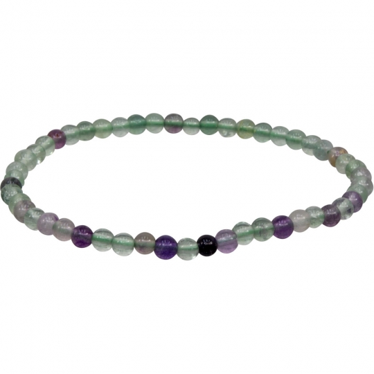 Elastic Bracelet 4mm Round Beads - Rainbow Fluorite (Each)