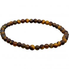Elastic Bracelet 4mm Round Beads - Tiger Eye (Each)