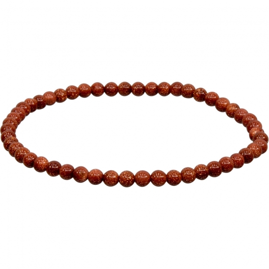 Elastic Bracelet 4mm Round Beads - Goldstone (Each)