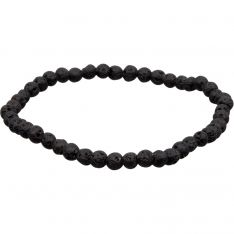 Elastic Bracelet 4mm Round Beads - Lava (Each)