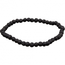 Elastic Bracelet 4mm Round Beads - Lava (Each)