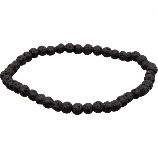 Elastic Bracelet 4mm Round Beads - Lava (Each)