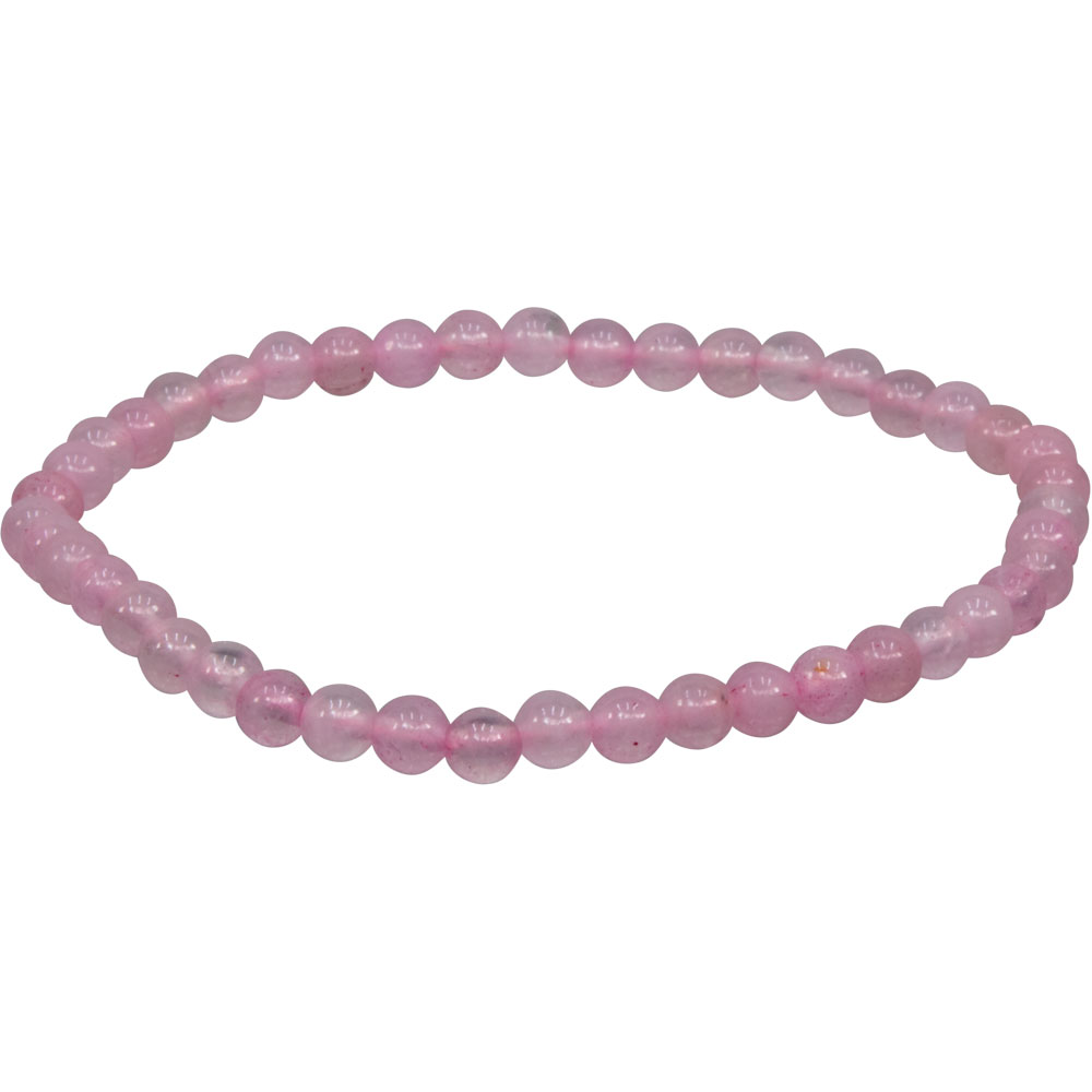 Elastic BRACELET 4mm Round Beads - Rose Quartz (Each)