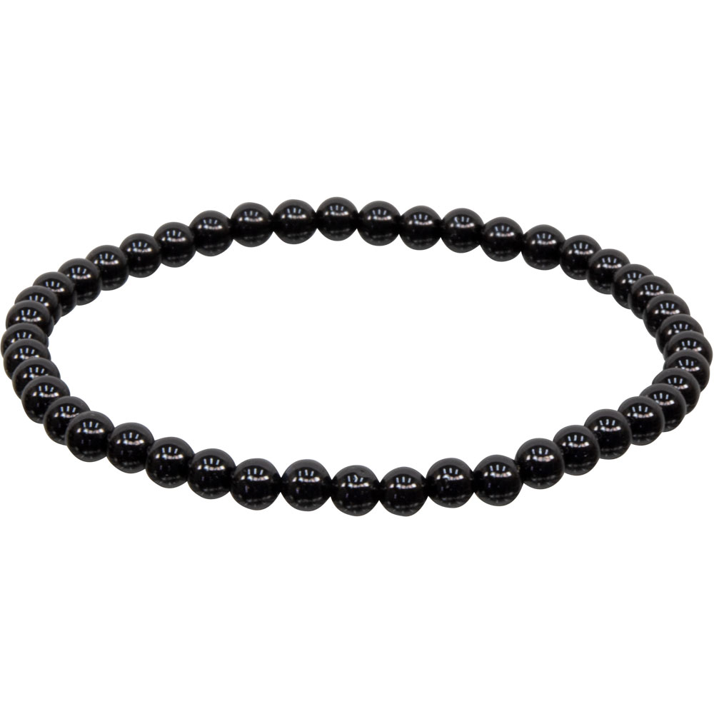 ELASTIC Bracelet 4mm Round Beads - Black Onyx (Each)