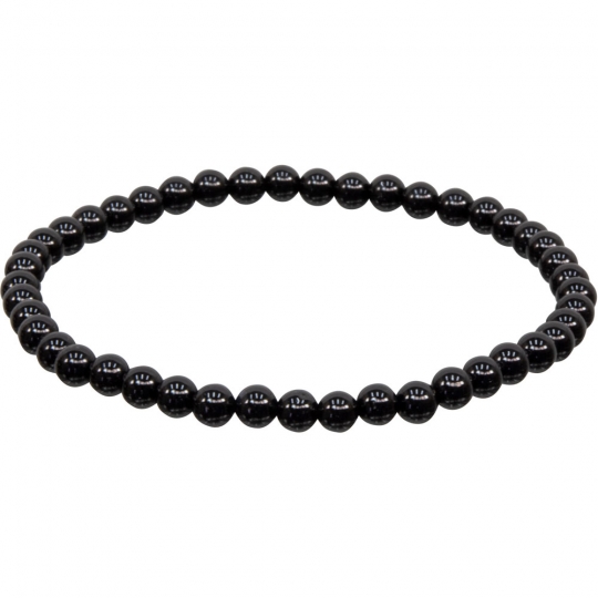 Elastic Bracelet 4mm Round Beads - Black Onyx (Each)