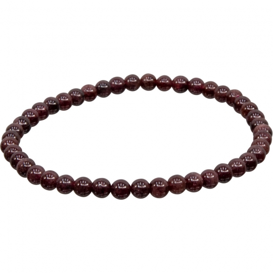 Elastic Bracelet 4mm Round Beads - Garnet (Each)