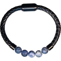 Vegan Leather Braided Bracelet w/ Magnetic Clasp - Sodalite (Each)