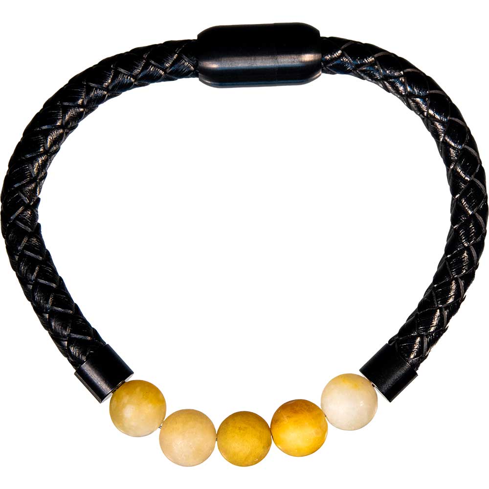 Vegan Leather Braided BRACELET w/ Magnetic Clasp - Yellow Quartz (Each)