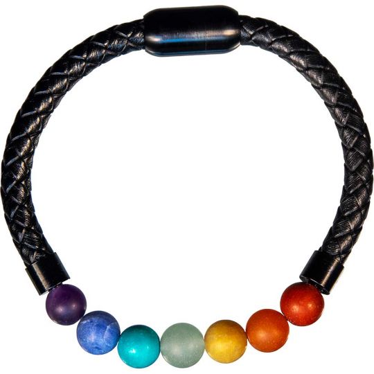 Vegan Leather Braided Bracelet w/ Magnetic Clasp - Chakra (Each)