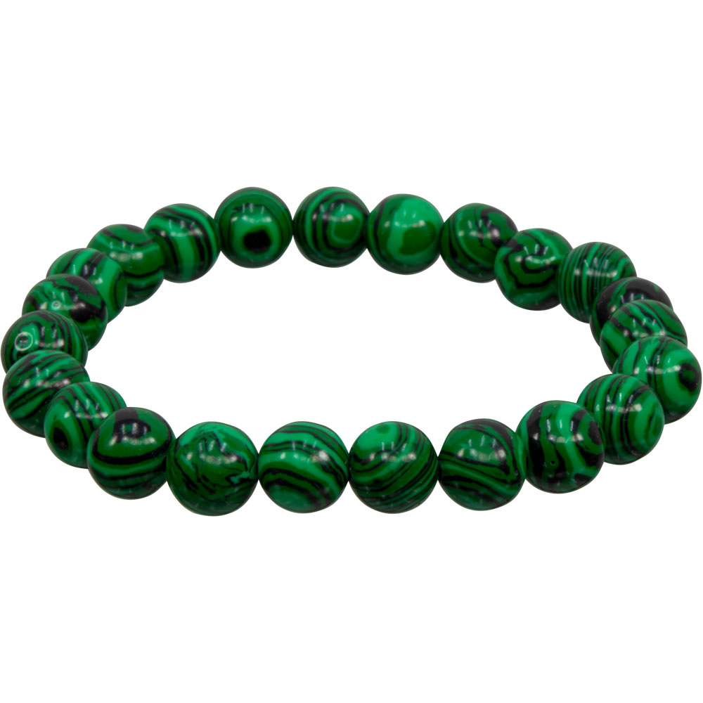 Elastic Bracelet 8mm Round BEADS - Reconstituted Malachite (Each)