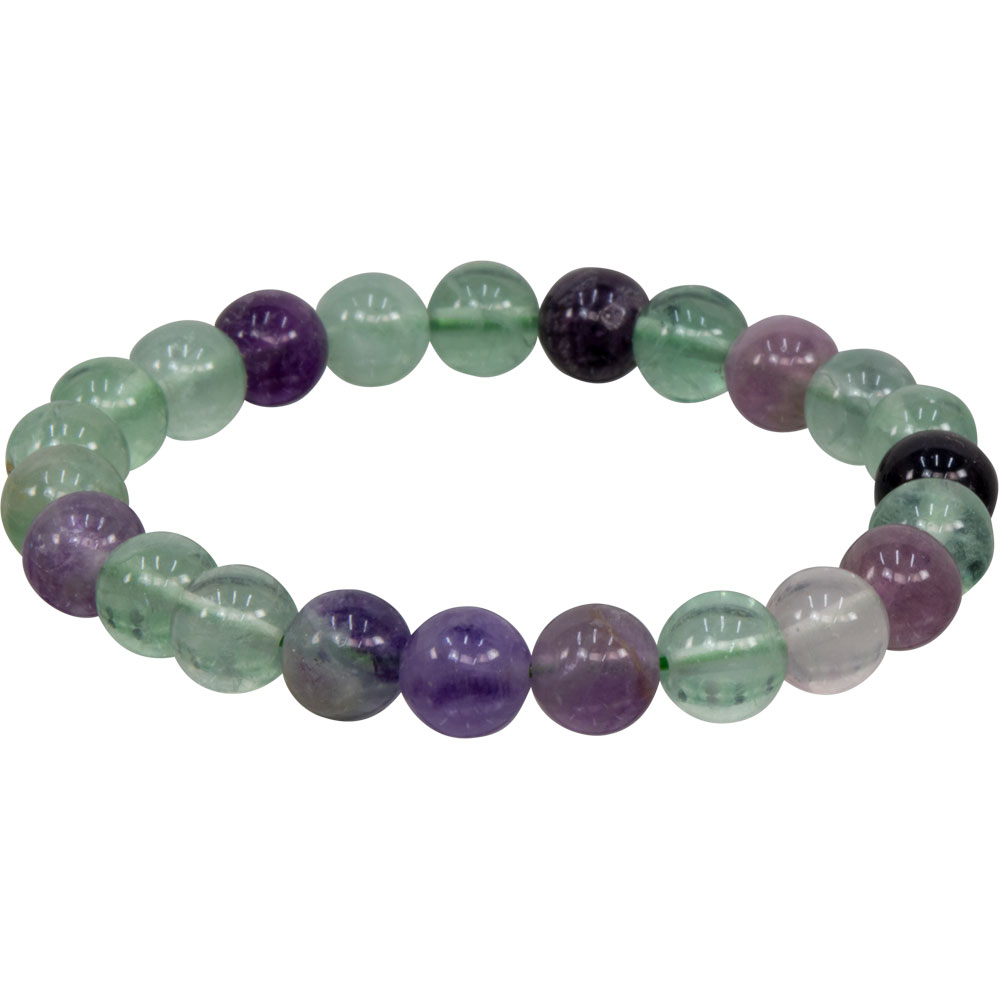 Elastic Bracelet 8mm Round BEADS - Fluorite (Each)