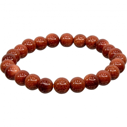 Elastic Bracelet 8mm Round Beads - Goldstone (Each)