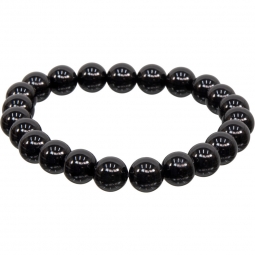 Elastic Bracelet 8mm Round Beads - Black Onyx (Each)